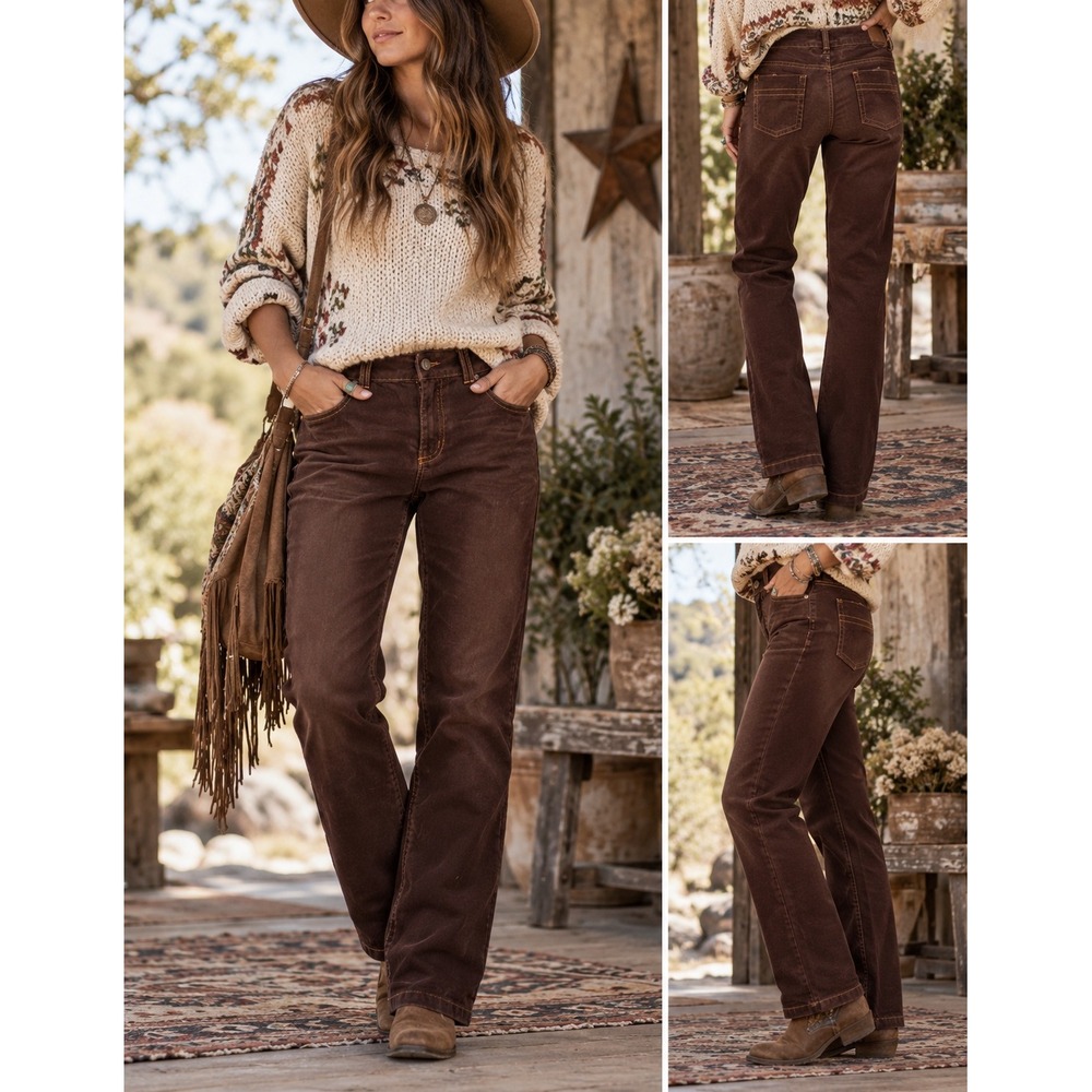 Prana Corduroy Pants Womens 8 Brown Straight Leg Mid Rise Boho Gorpcore Casual
